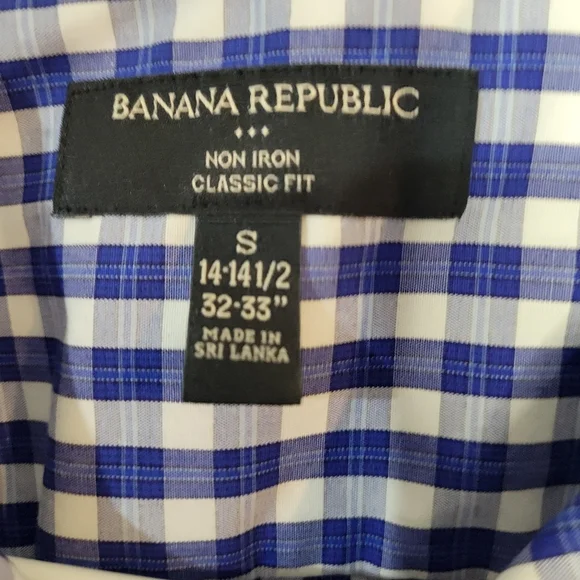 Banana Republic classic fit button down plaid shirt blue and white size small - Picture 4 of 7